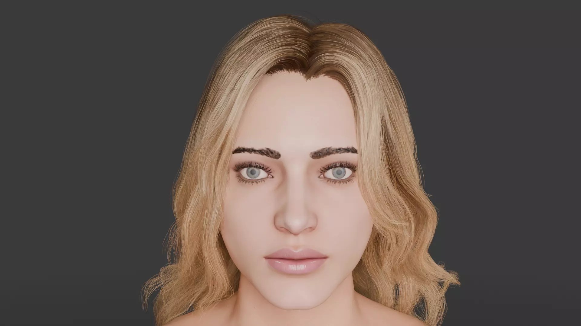 Crimson Valkyrie  Superheroine 3D Character with Armor and Hair Low-poly 3D model_12