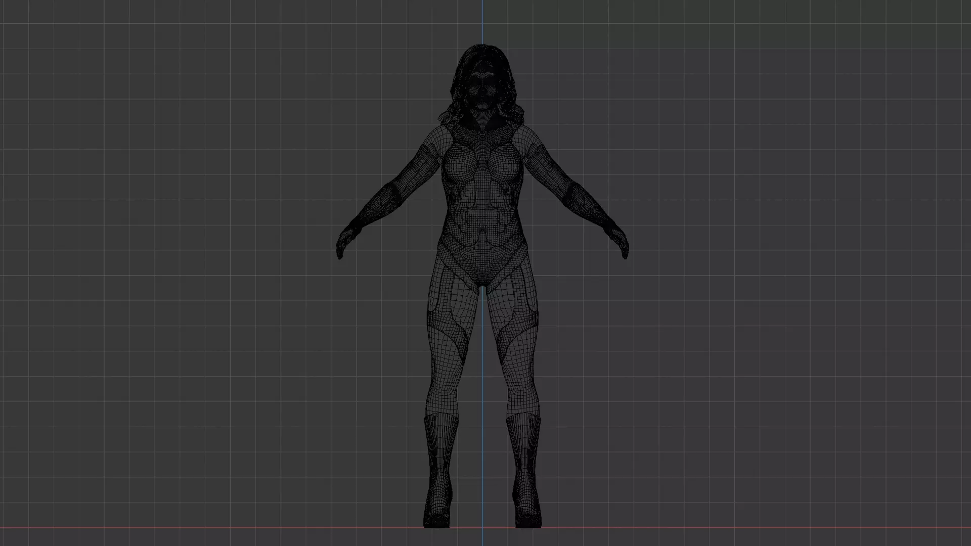 Crimson Valkyrie  Superheroine 3D Character with Armor and Hair Low-poly 3D model_24