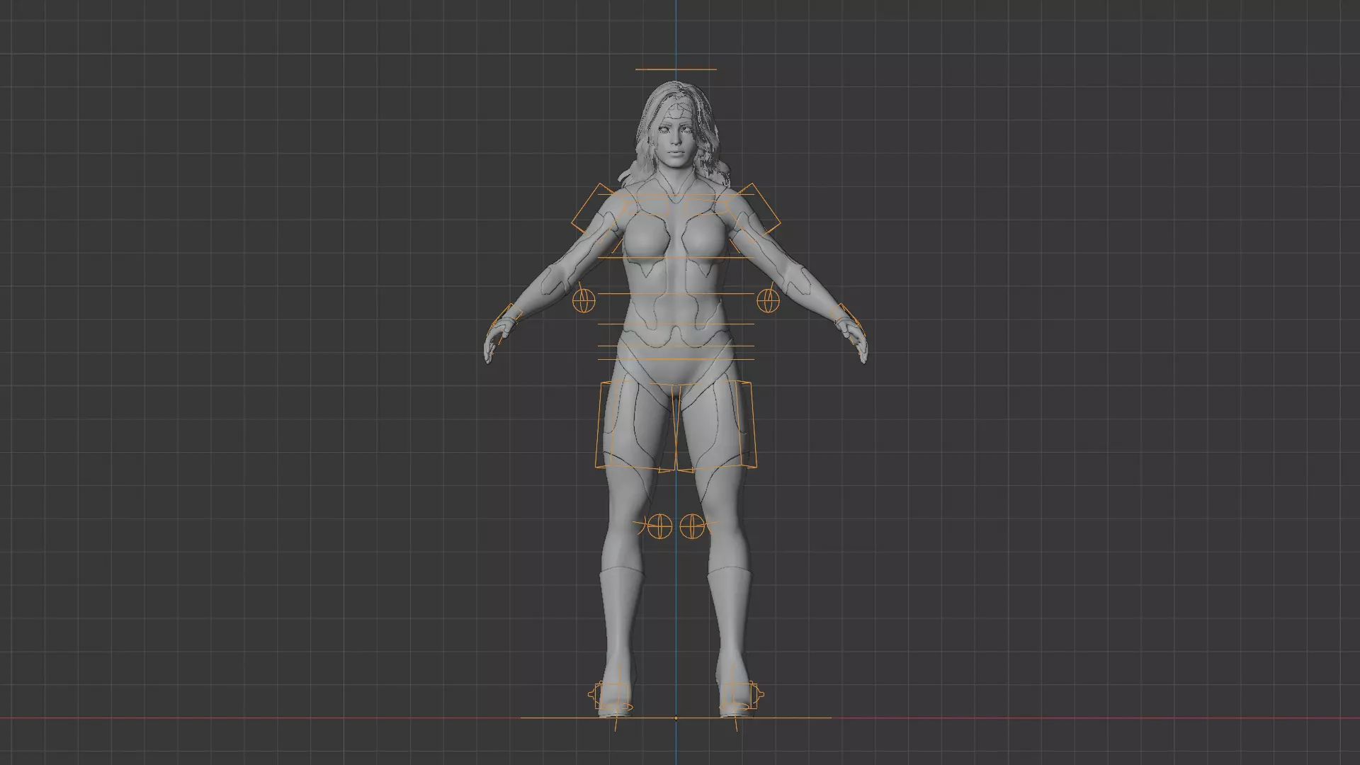 Crimson Valkyrie  Superheroine 3D Character with Armor and Hair Low-poly 3D model_22