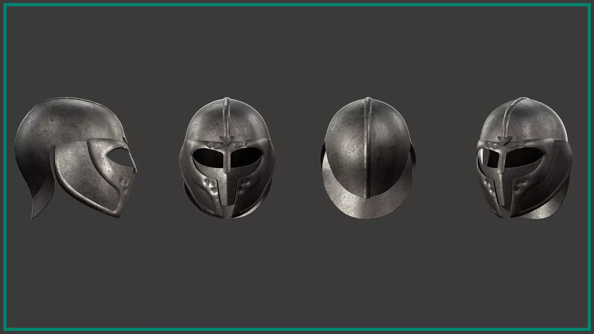 7 female medieval helmet Low-poly 3D model_1