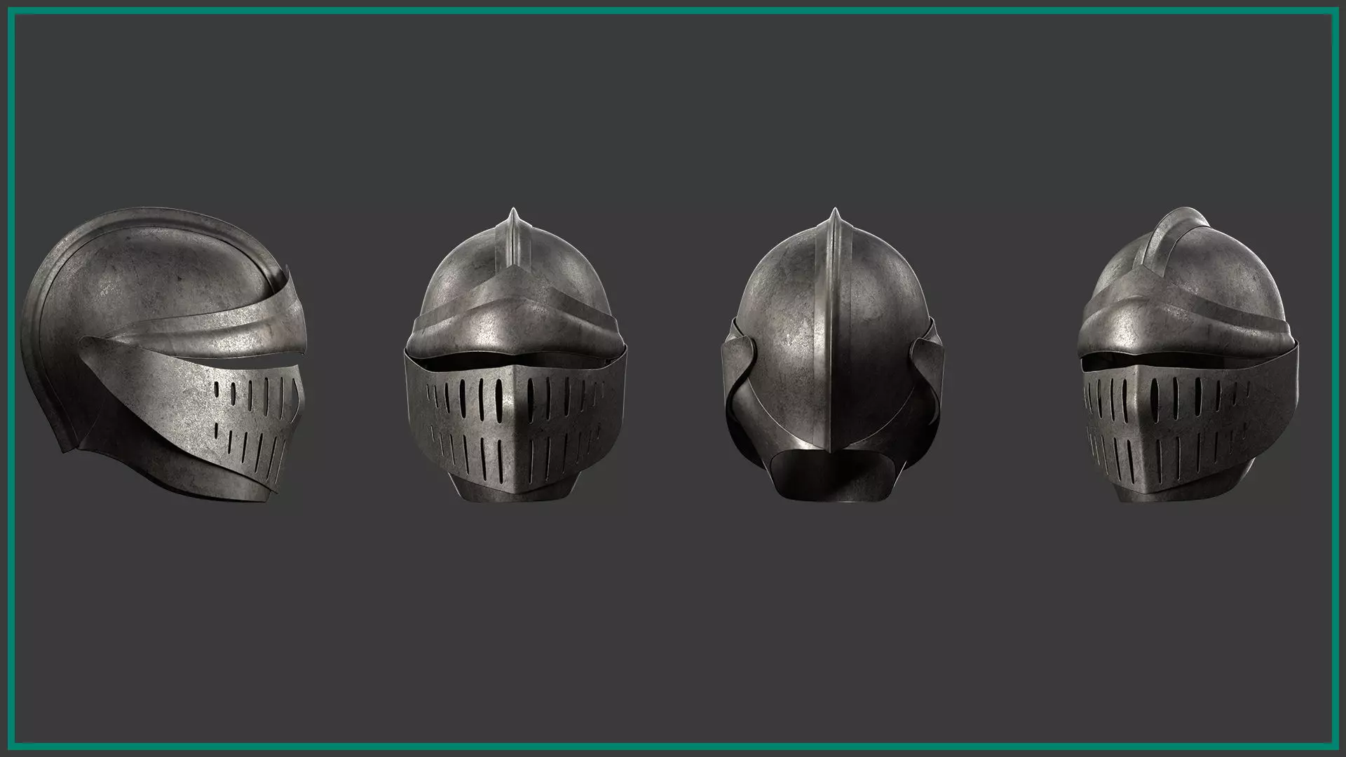 7 female medieval helmet Low-poly 3D model_2