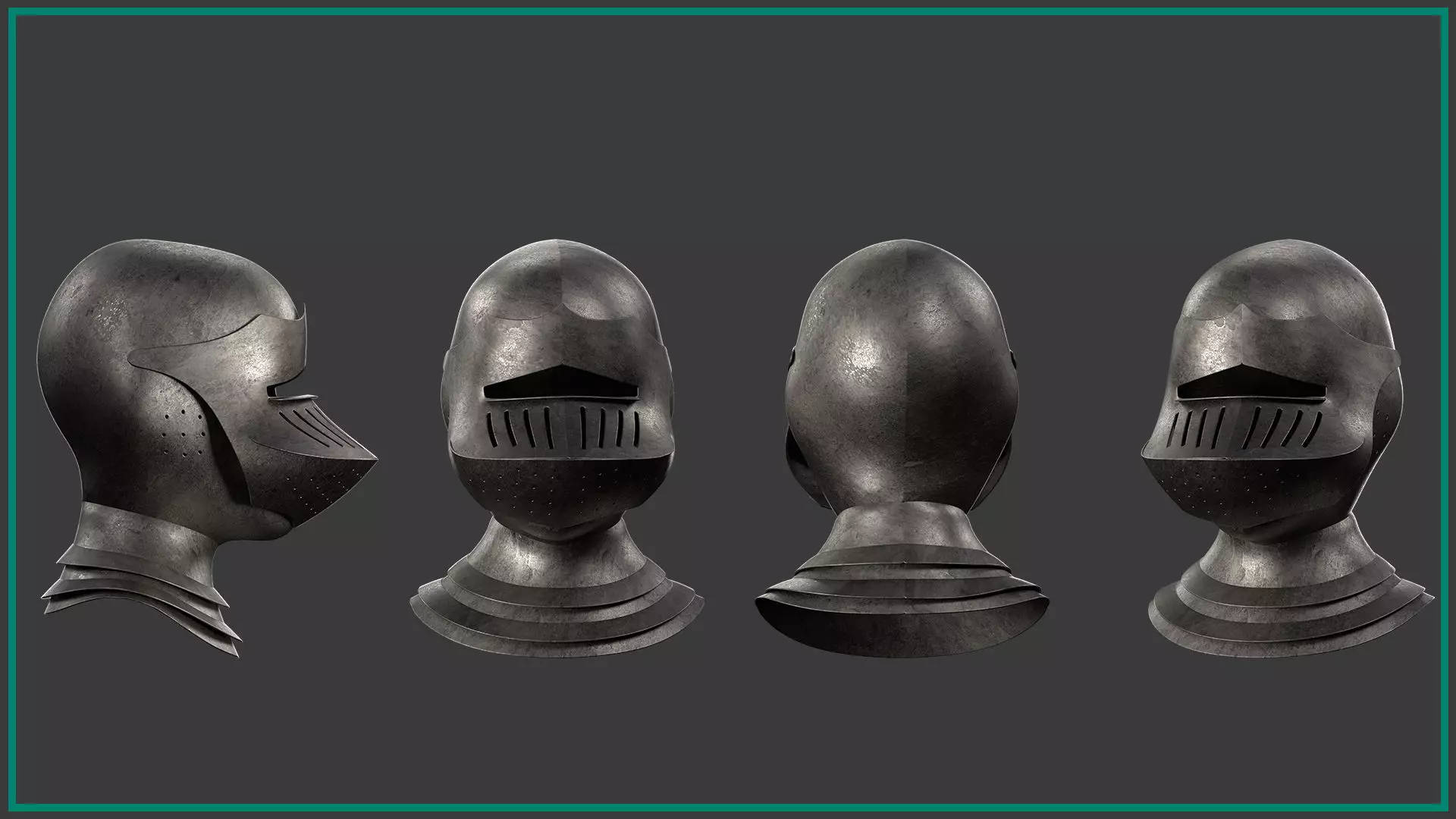 7 female medieval helmet Low-poly 3D model_6