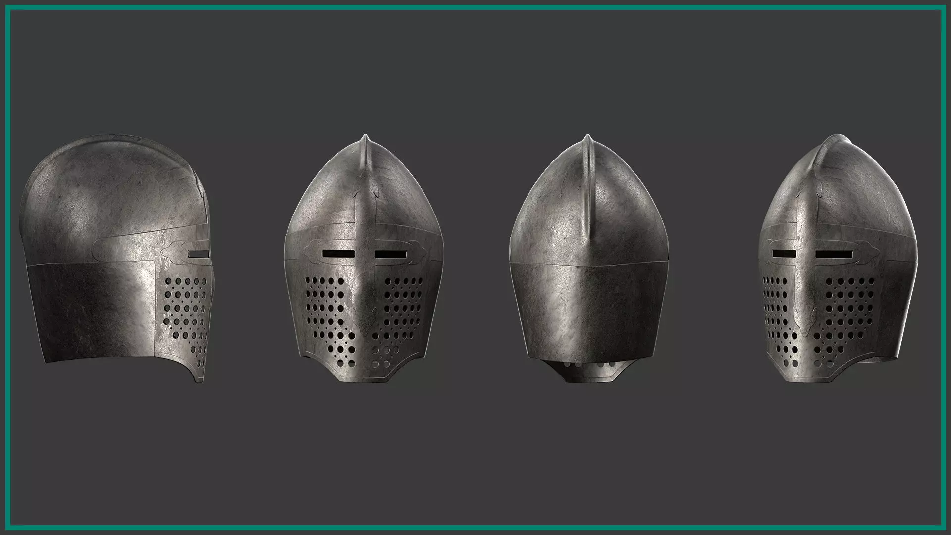 7 female medieval helmet Low-poly 3D model_7