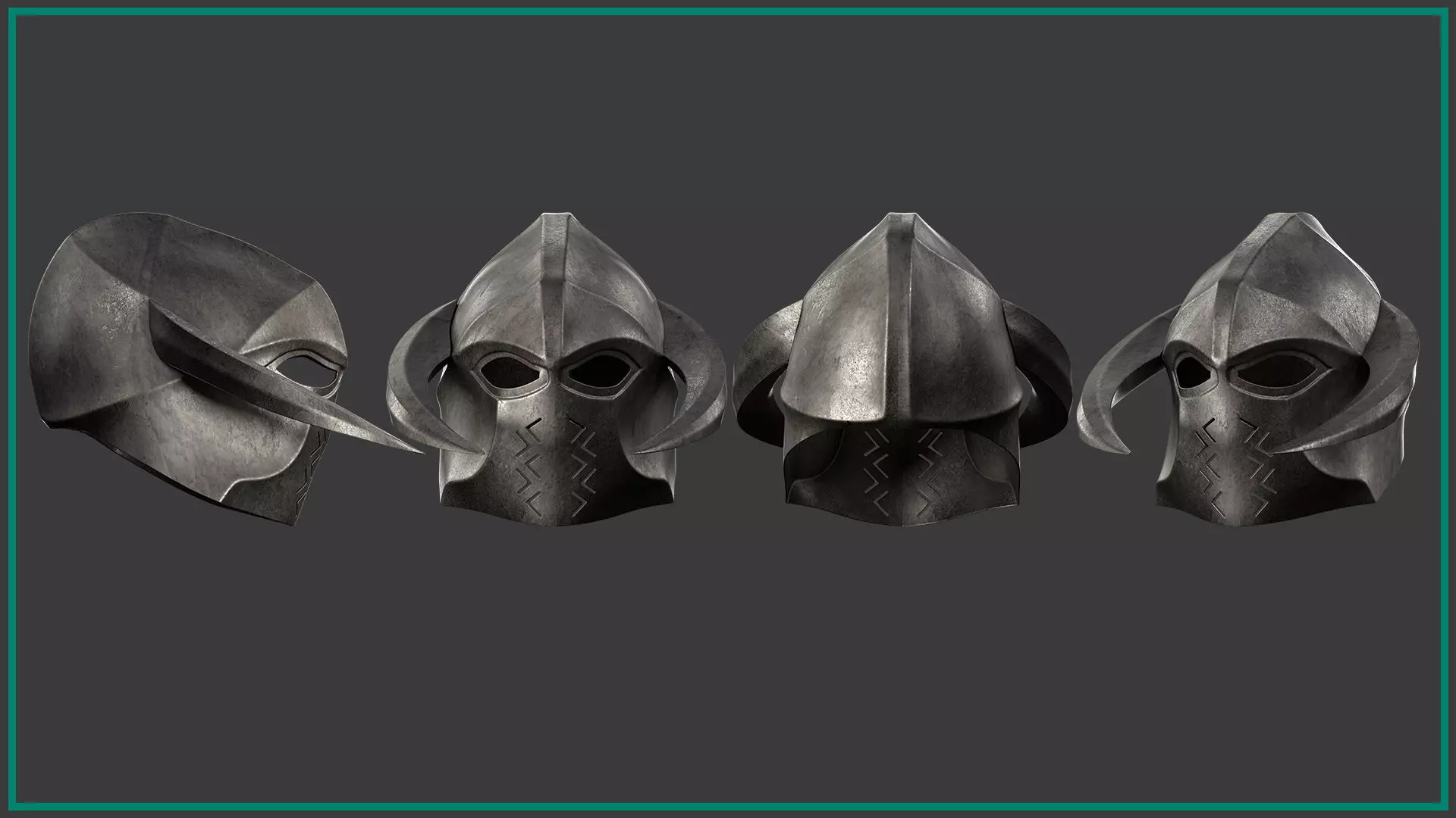 7 female medieval helmet Low-poly 3D model_4