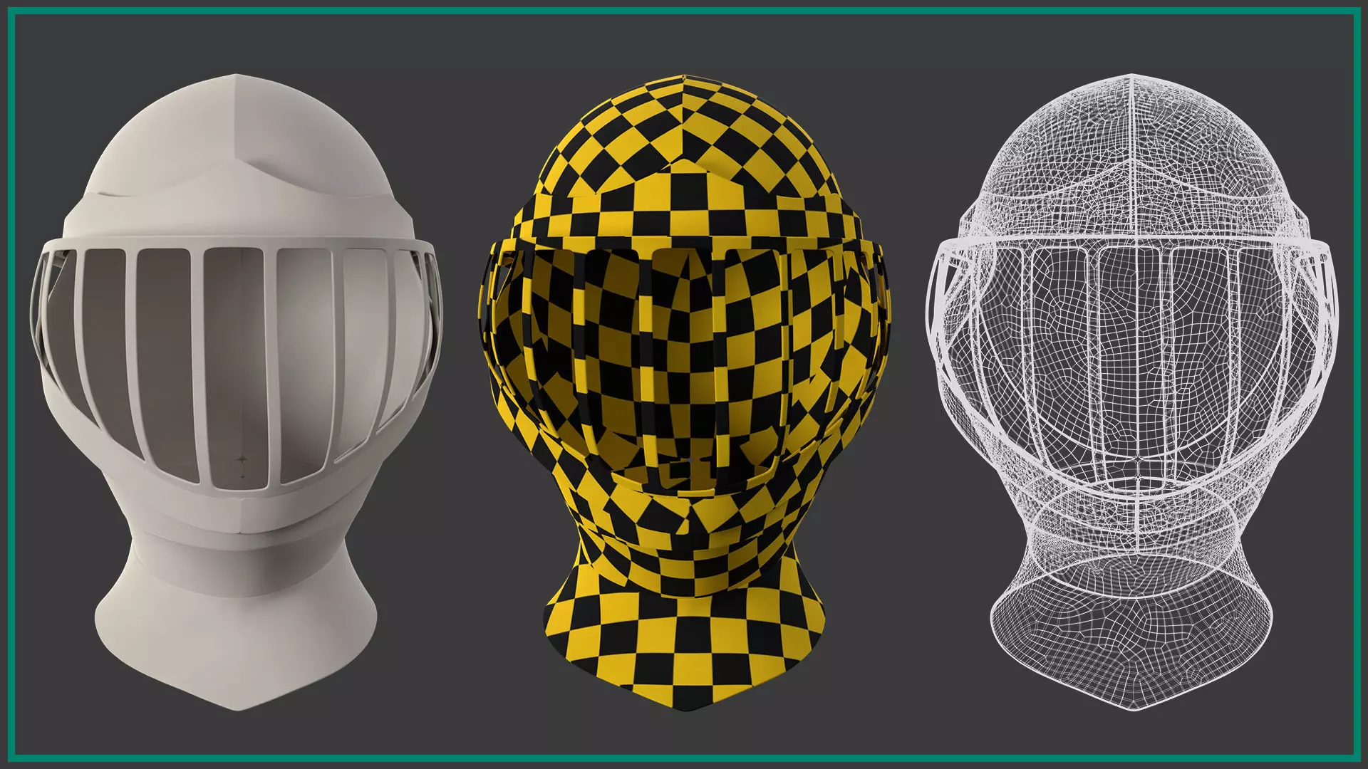 7 female medieval helmet Low-poly 3D model_8