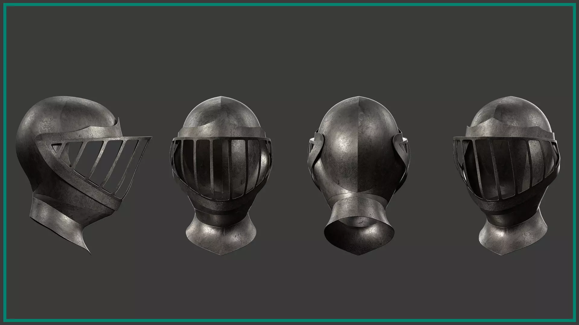 7 female medieval helmet Low-poly 3D model_3