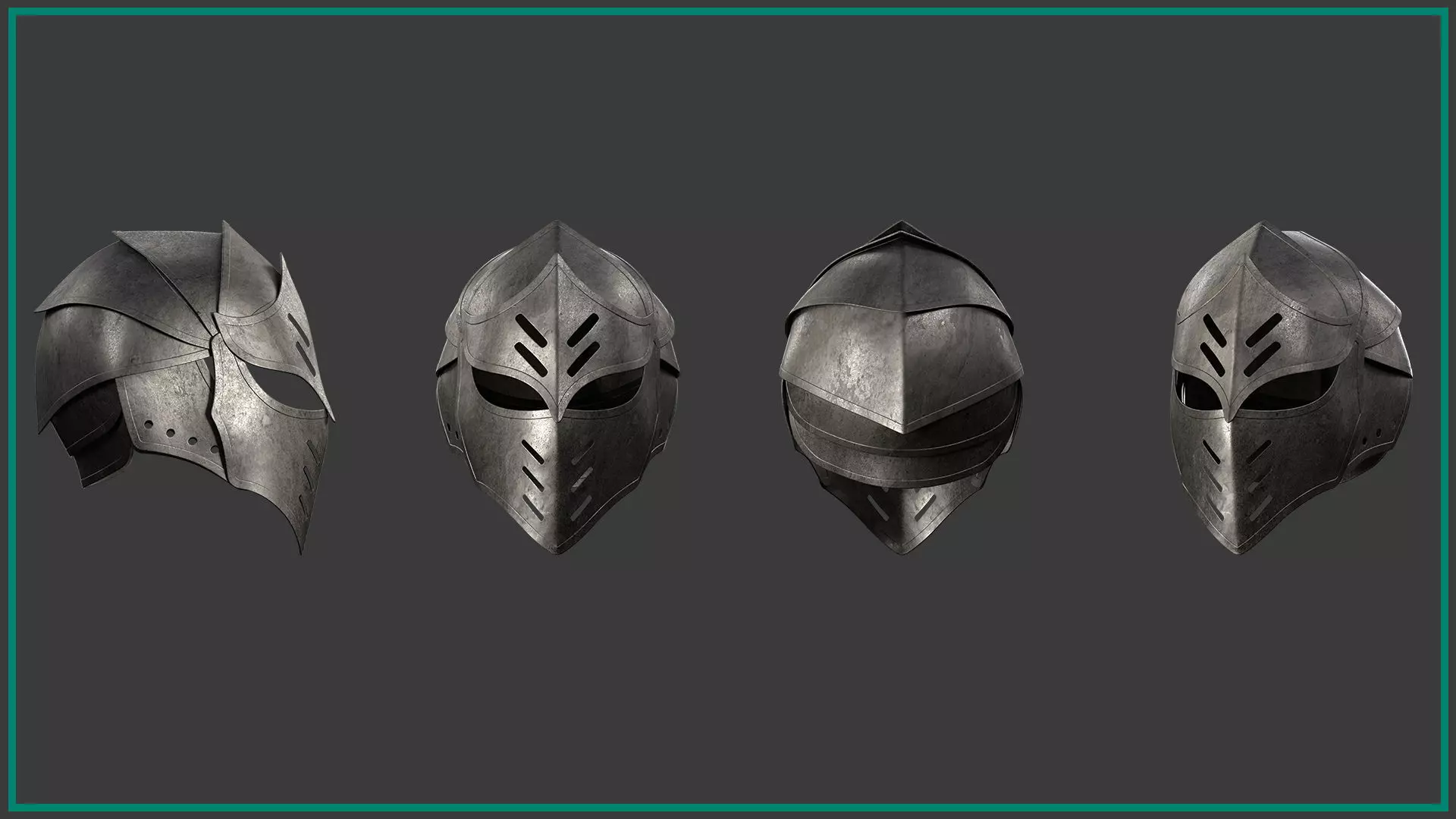 7 female medieval helmet Low-poly 3D model_5