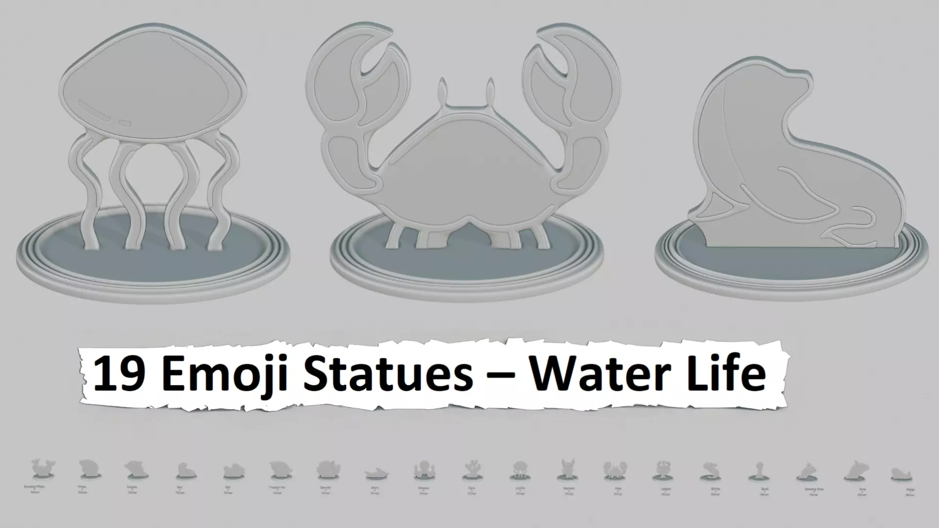 Emoji Statues Water Life Full Collection 3D print model