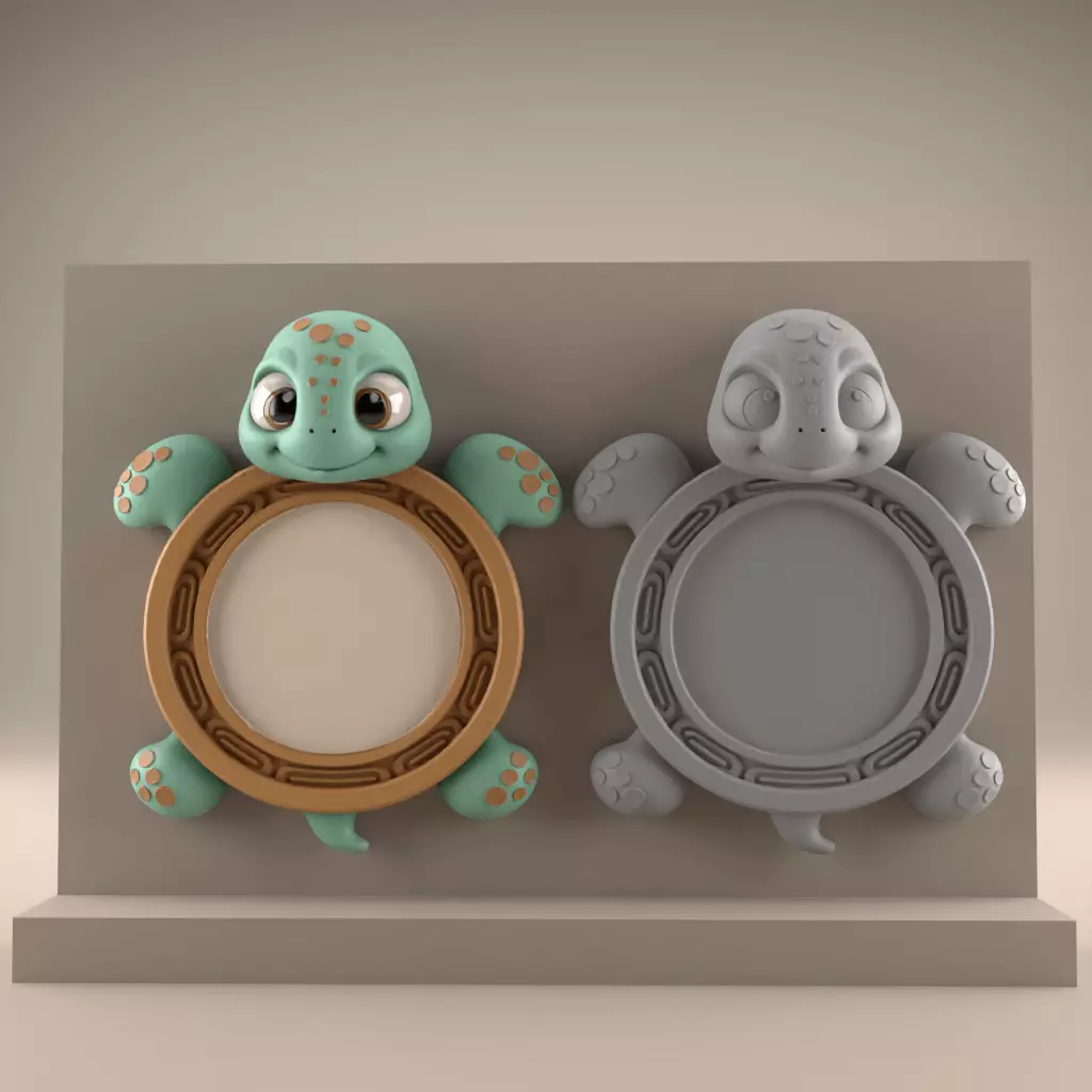 Adorable Turtle Frame Photo and Mirror 3D print model
