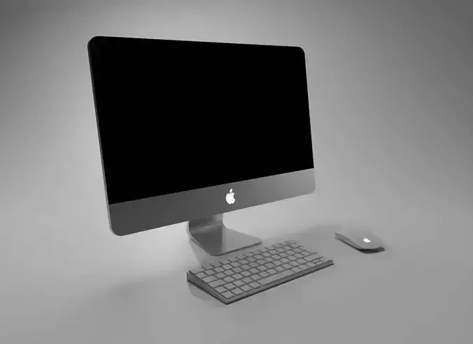 Apple iMac 27 5K with Keyboard and Mouse High Poly 3D Model
