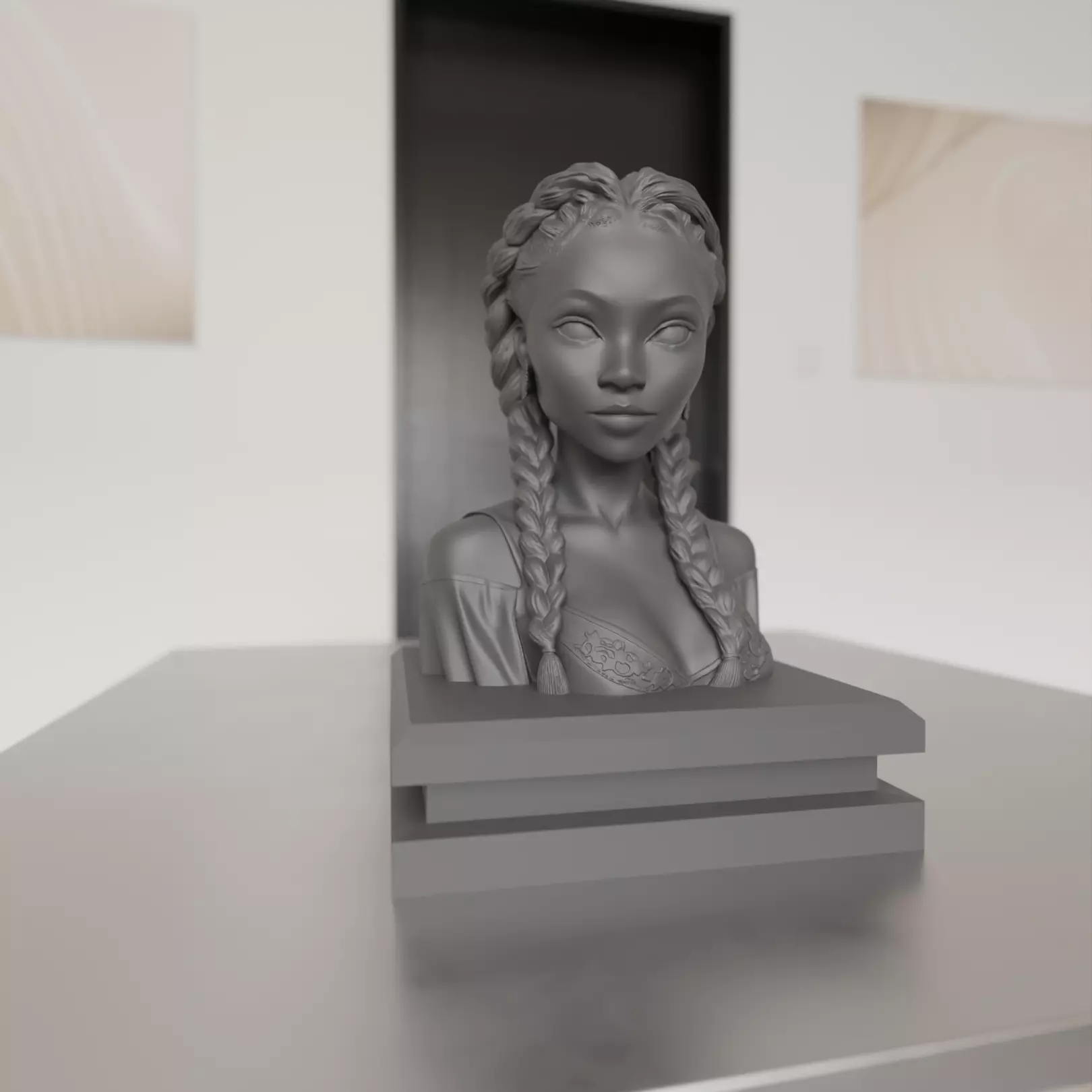 bust african girl 3D print model_0