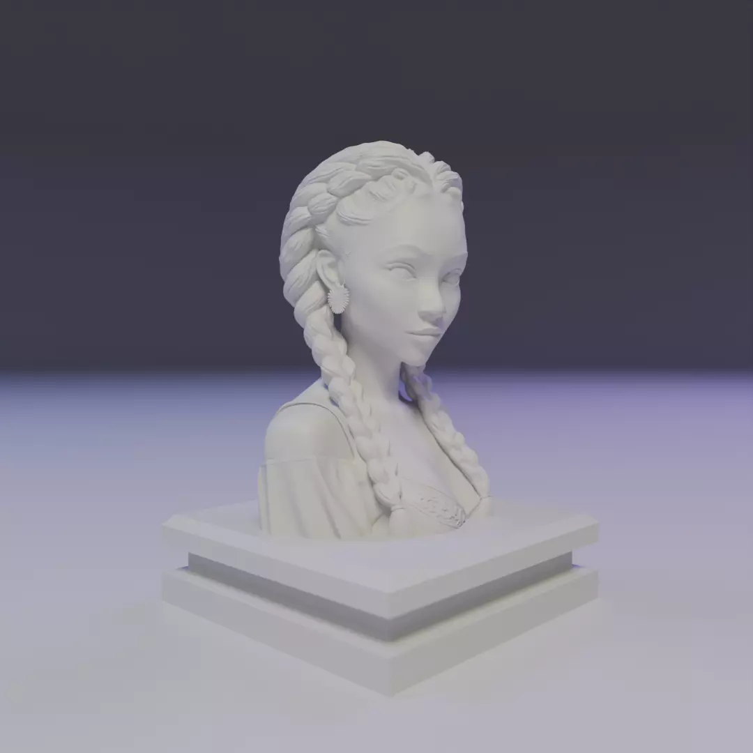 bust african girl 3D print model_7