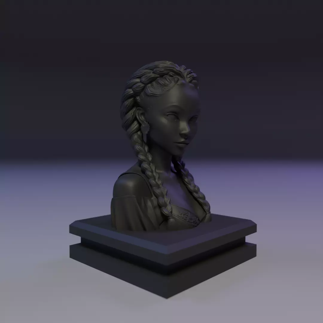 bust african girl 3D print model_8