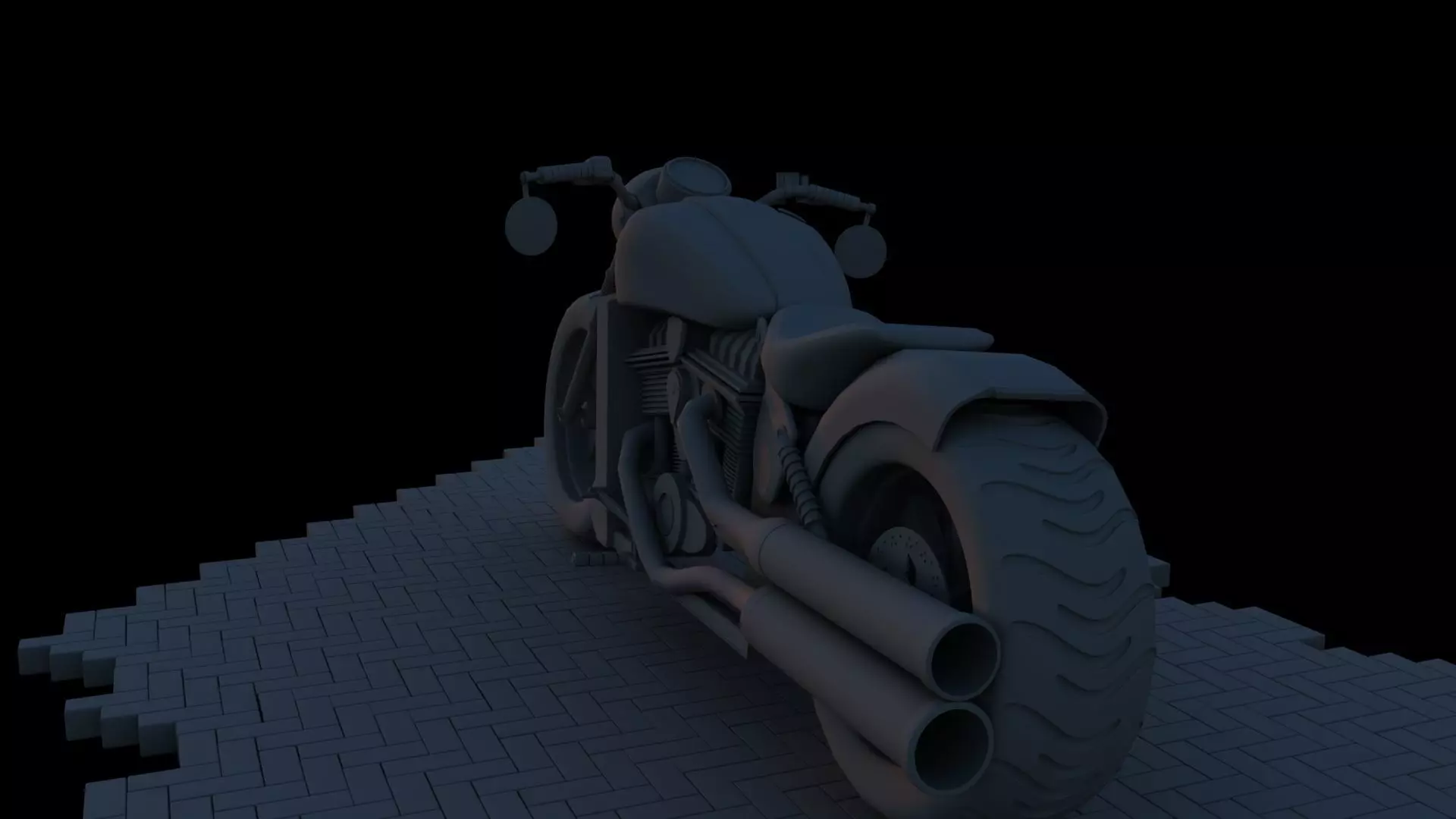Custom 3D Motorcycle - Scout Bobber Inspired Low-poly 3D model_11