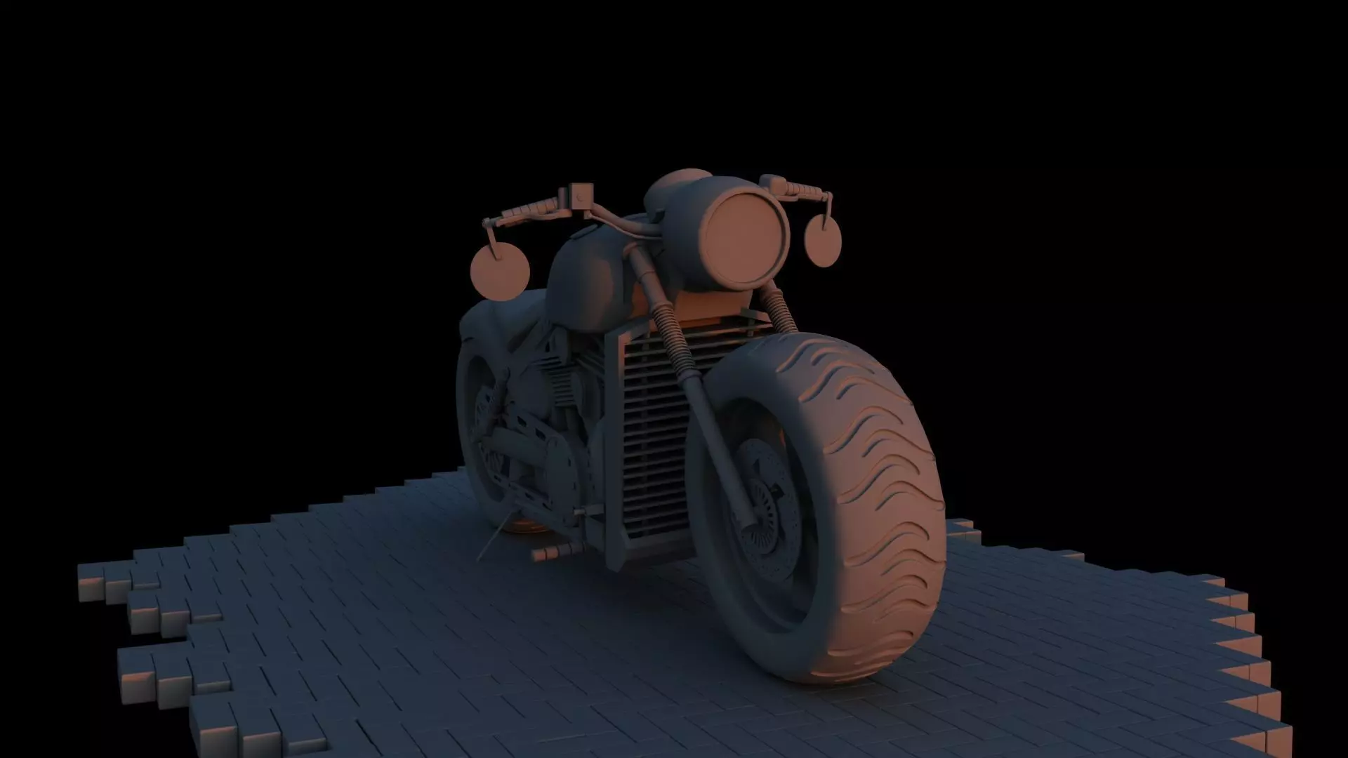 Custom 3D Motorcycle - Scout Bobber Inspired Low-poly 3D model_8