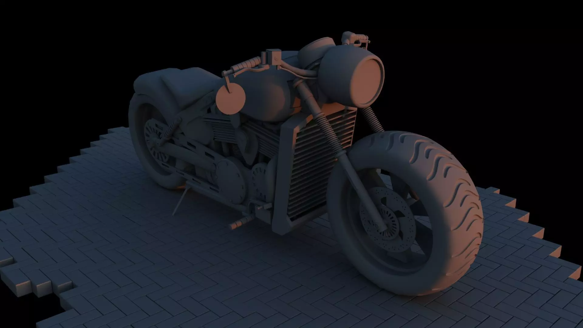 Custom 3D Motorcycle - Scout Bobber Inspired Low-poly 3D model_9