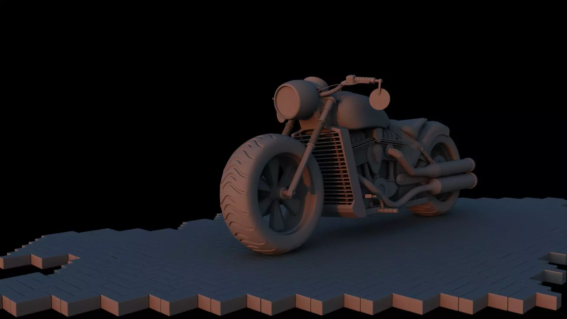 Custom 3D Motorcycle - Scout Bobber Inspired Low-poly 3D model_7
