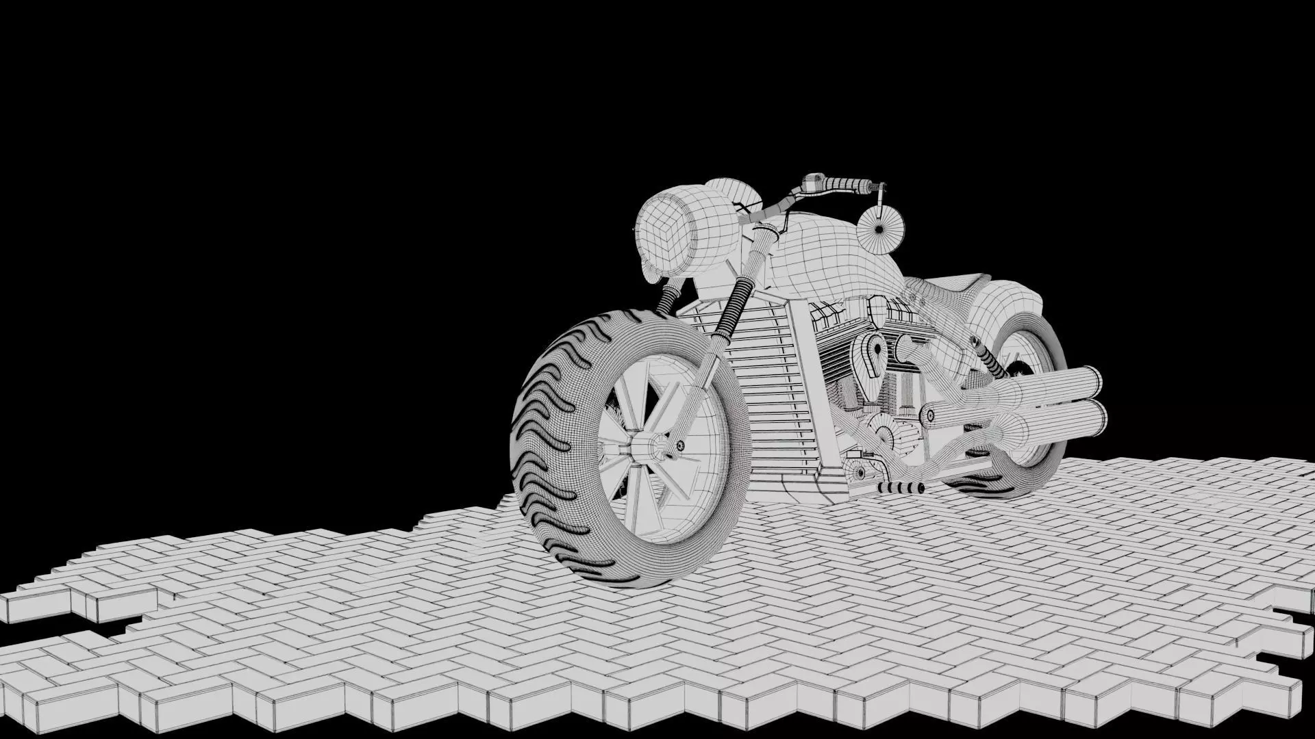 Custom 3D Motorcycle - Scout Bobber Inspired Low-poly 3D model_13