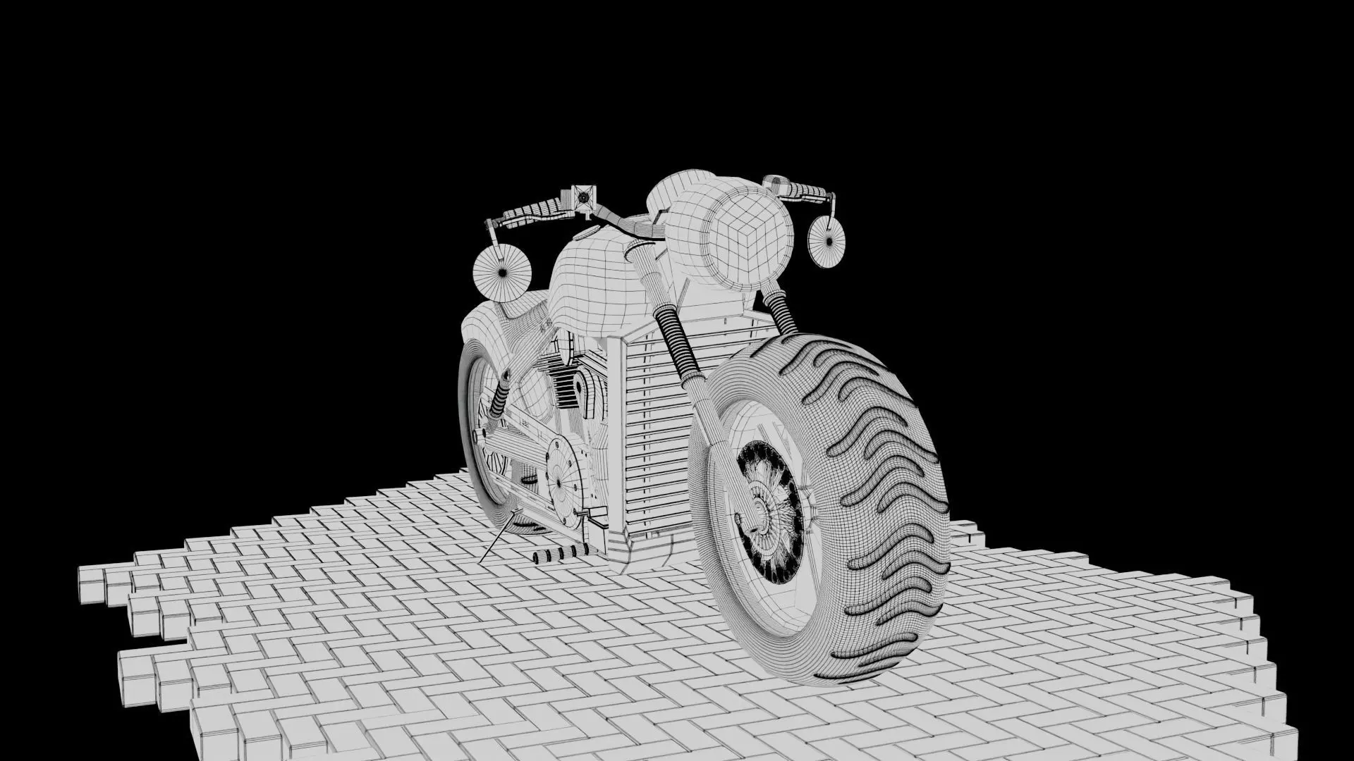 Custom 3D Motorcycle - Scout Bobber Inspired Low-poly 3D model_14