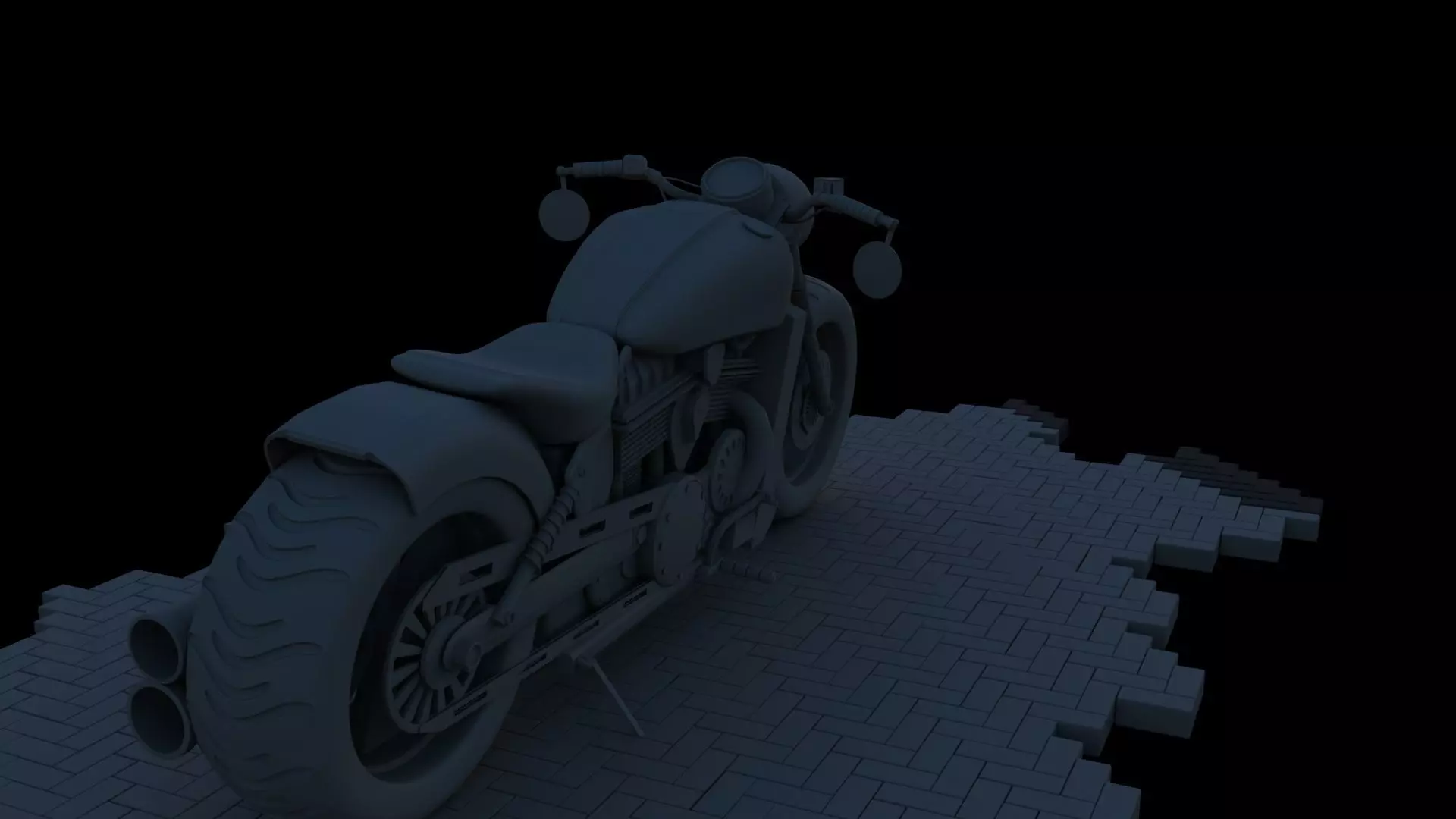 Custom 3D Motorcycle - Scout Bobber Inspired Low-poly 3D model_12