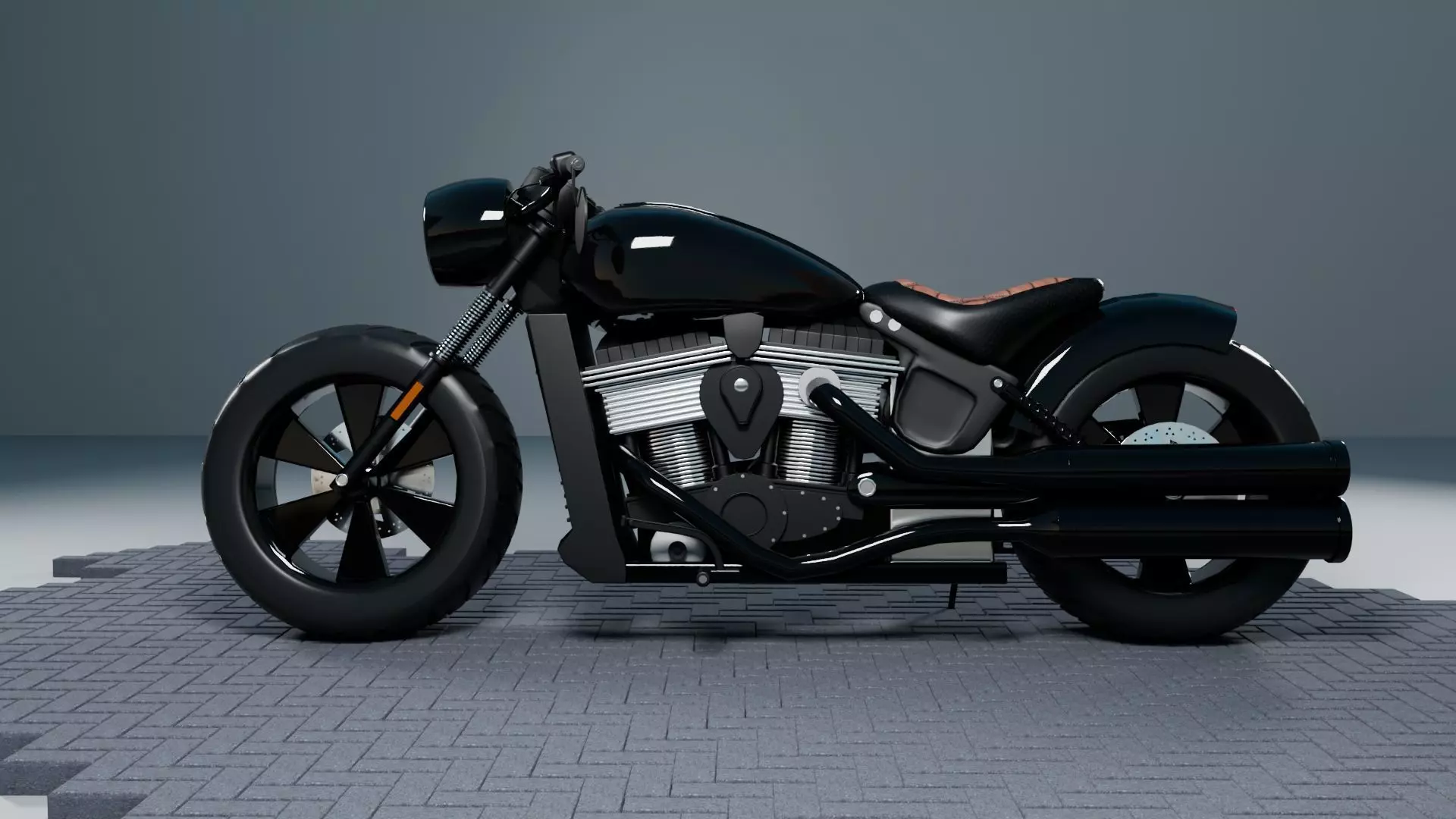 Custom 3D Motorcycle - Scout Bobber Inspired Low-poly 3D model_6