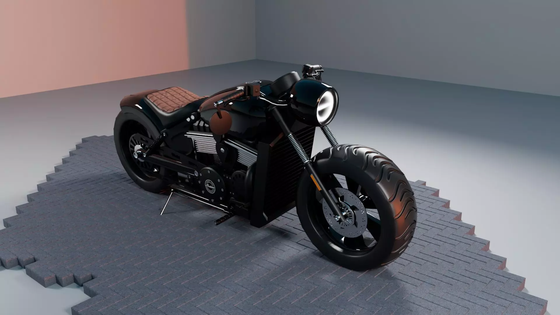 Custom 3D Motorcycle - Scout Bobber Inspired Low-poly 3D model_2