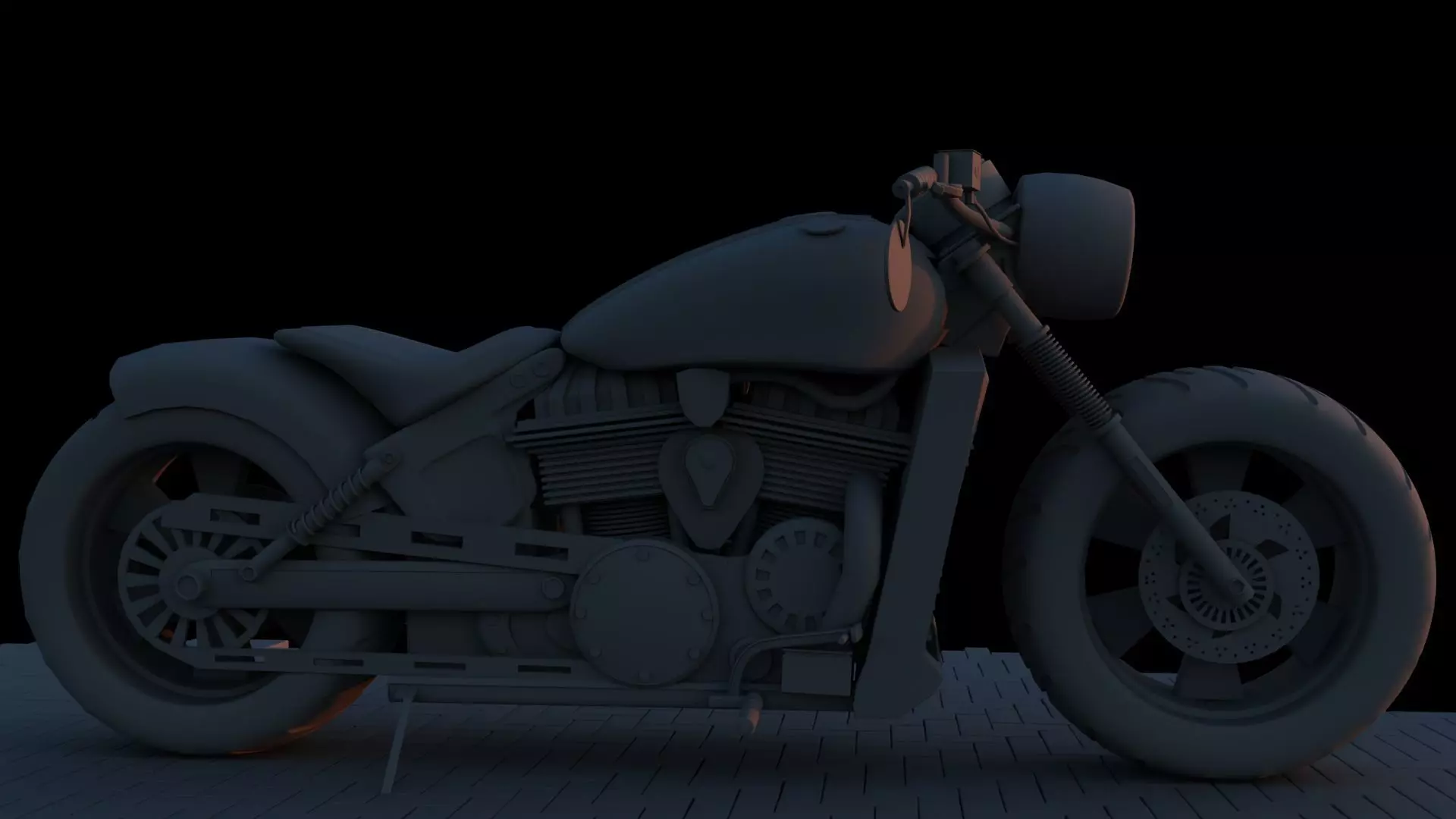 Custom 3D Motorcycle - Scout Bobber Inspired Low-poly 3D model_10