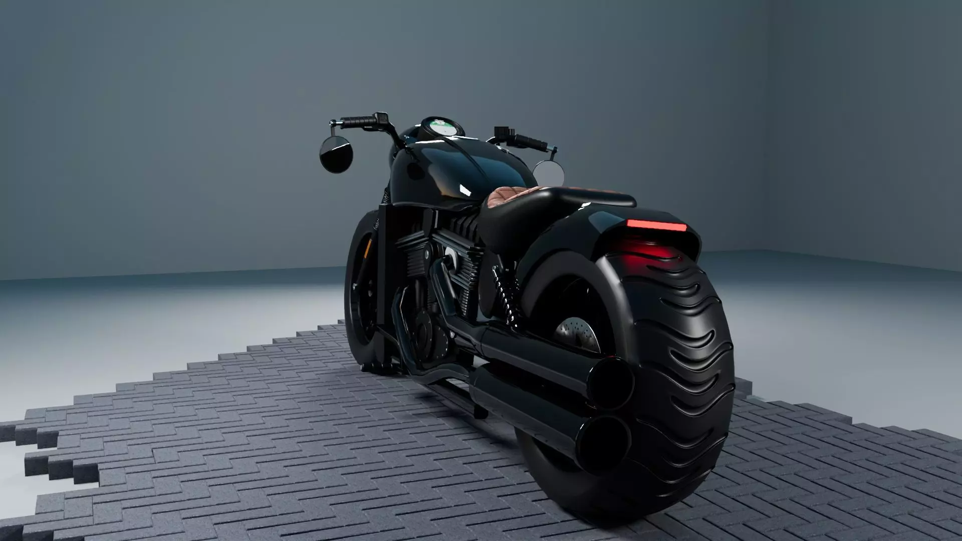 Custom 3D Motorcycle - Scout Bobber Inspired Low-poly 3D model_5