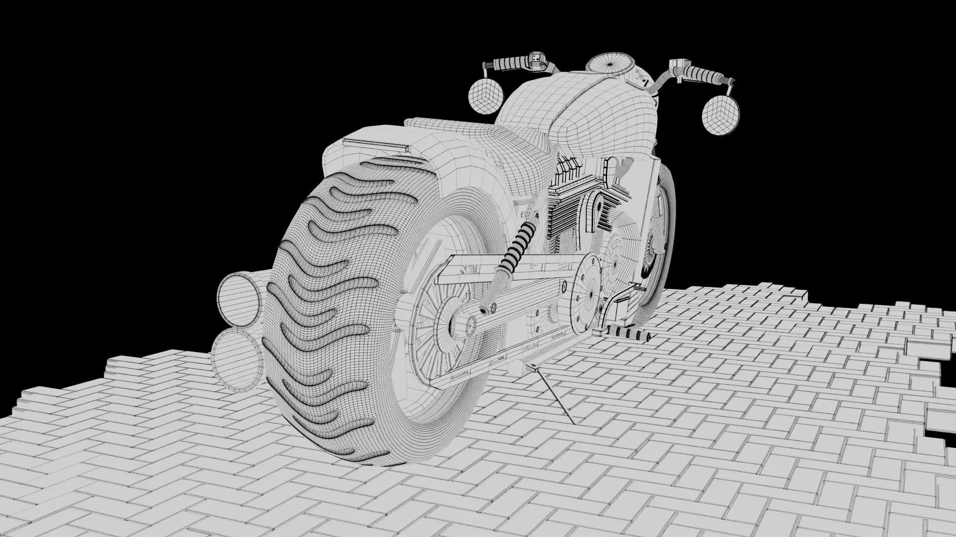 Custom 3D Motorcycle - Scout Bobber Inspired Low-poly 3D model_15