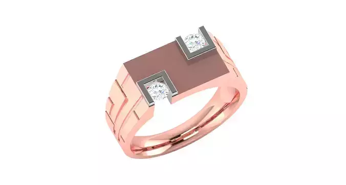 Men s Geometric Dual Diamond Ring 3D Model  3D print model