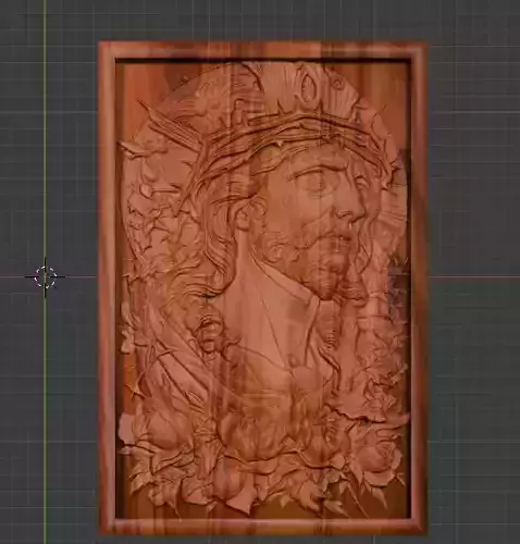 Jesus Christ Portrait with Crown of Thorns and Roses 