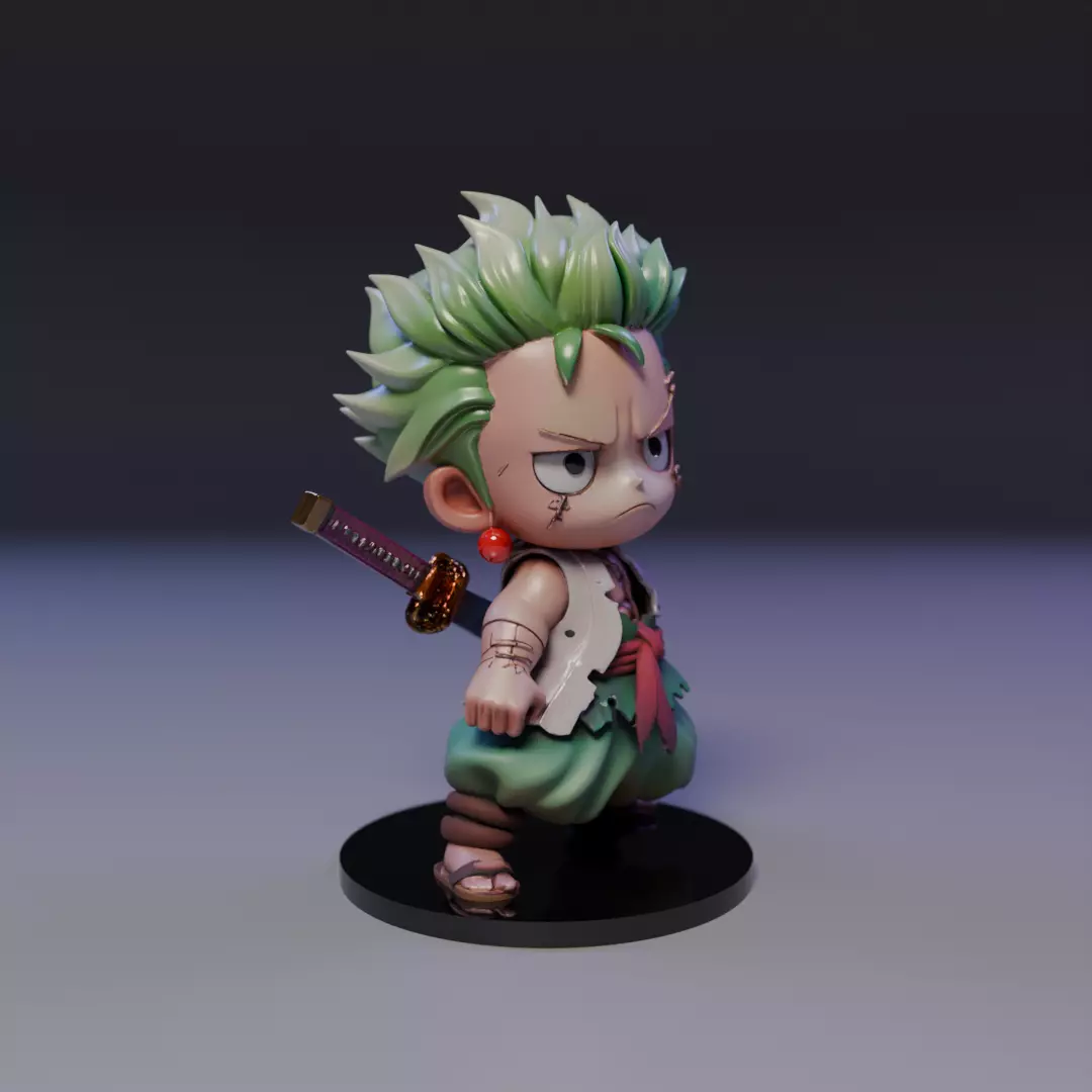 Roronoa Zoro chibi 3D print model_7