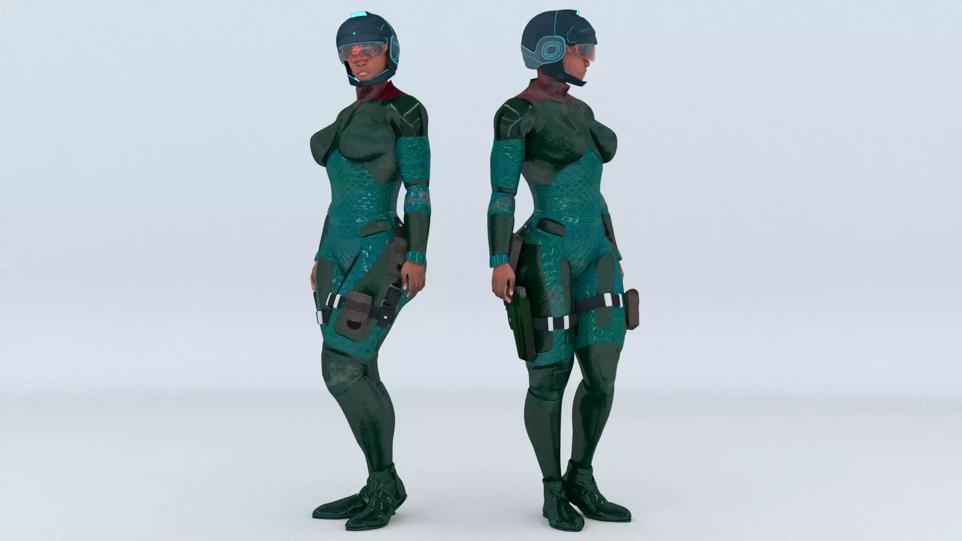 Futuristic Soldier Guardian 3D model_0