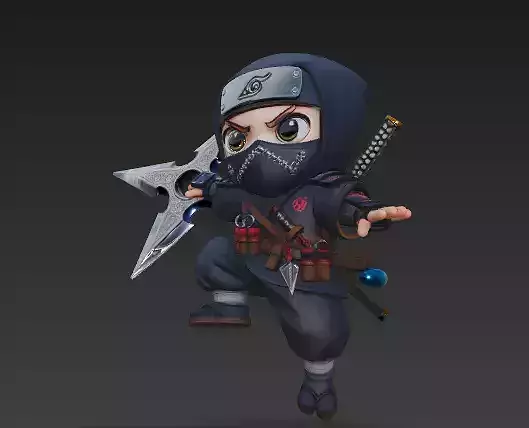 The Chibi Ninja Fighter -Silent Steps Big Eyes Low-poly 3D model