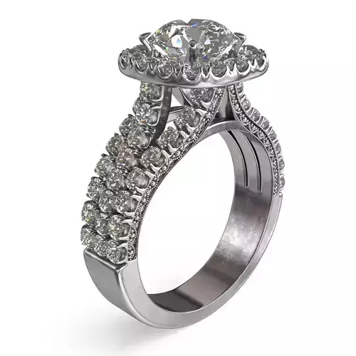 White gold ring with diamonds 3D model