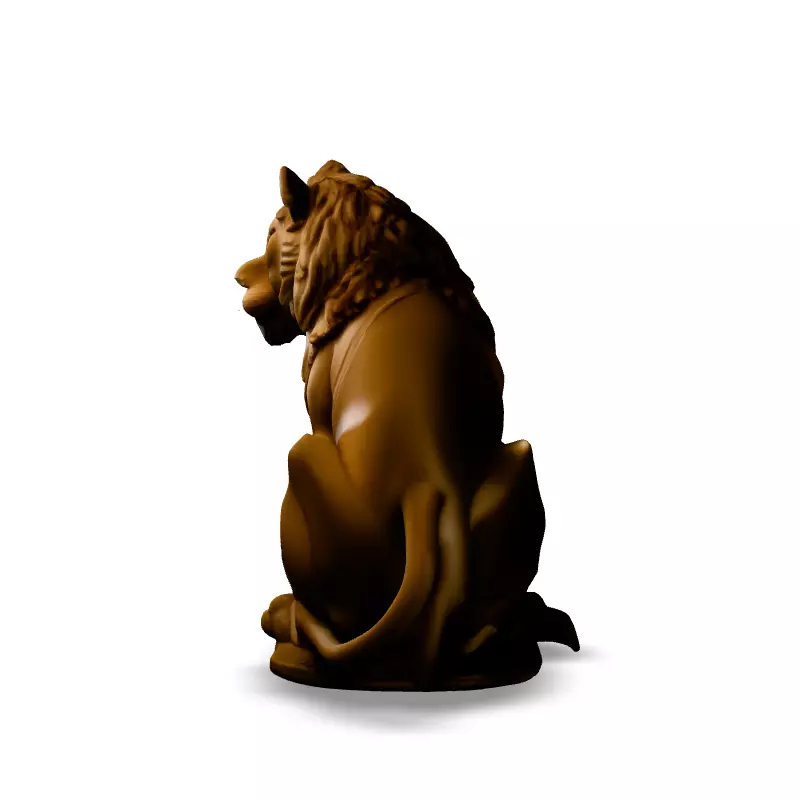Realistic Sitting Lion Statue 3D Model Low-poly 3D model_6