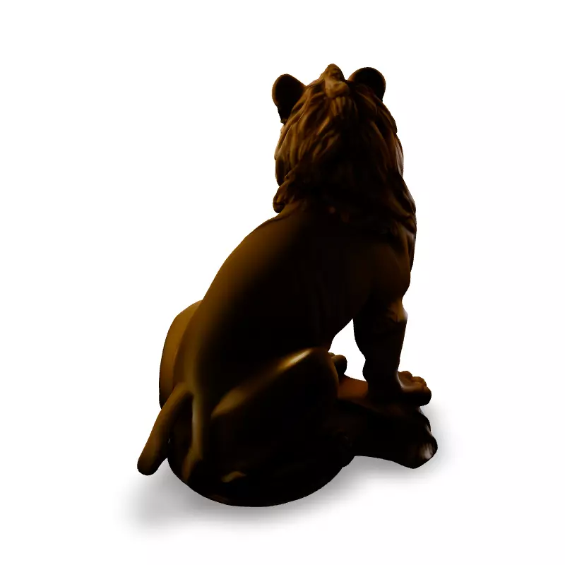 Realistic Sitting Lion Statue 3D Model Low-poly 3D model_5
