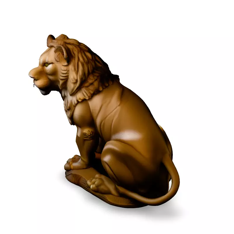 Realistic Sitting Lion Statue 3D Model Low-poly 3D model_4
