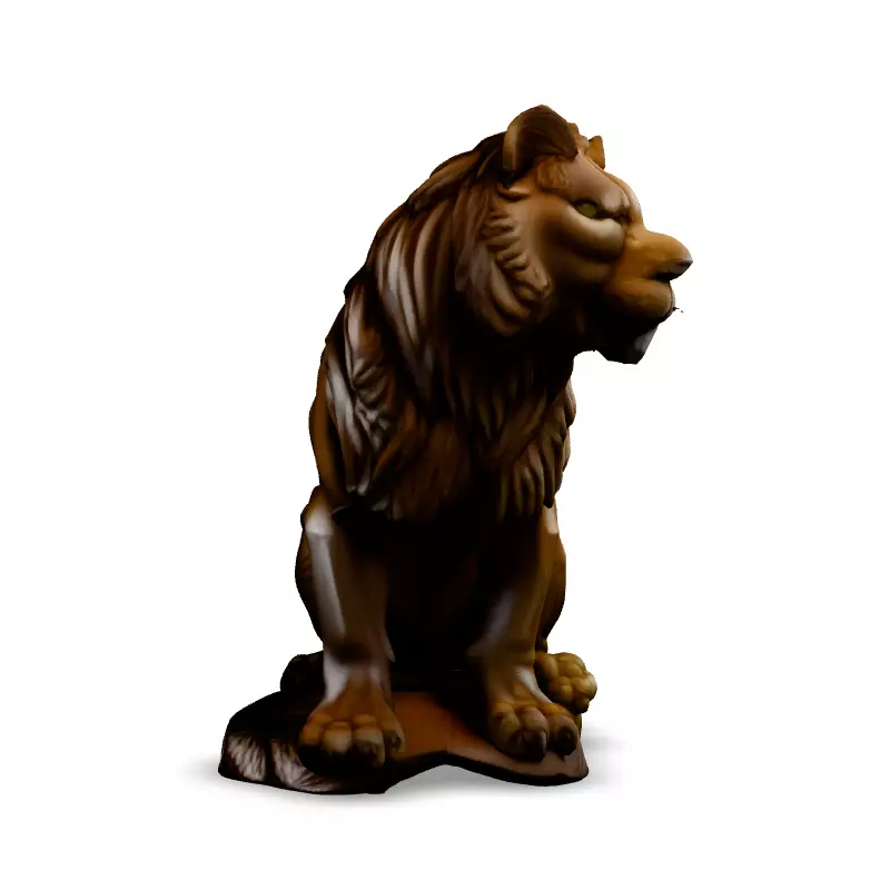 Realistic Sitting Lion Statue 3D Model Low-poly 3D model_3
