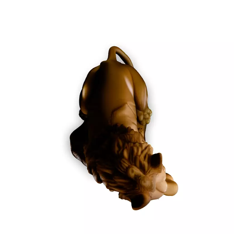 Realistic Sitting Lion Statue 3D Model Low-poly 3D model_7