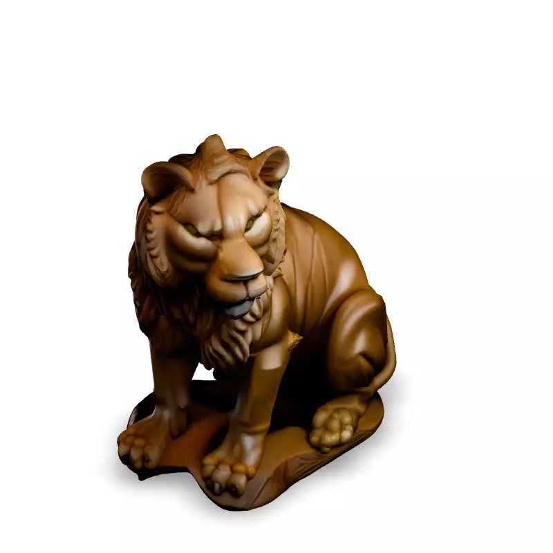 Realistic Sitting Lion Statue 3D Model Low-poly 3D model_1