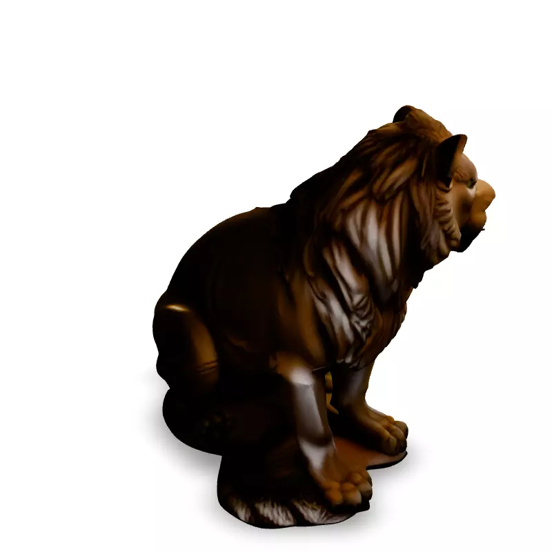 Realistic Sitting Lion Statue 3D Model Low-poly 3D model_2
