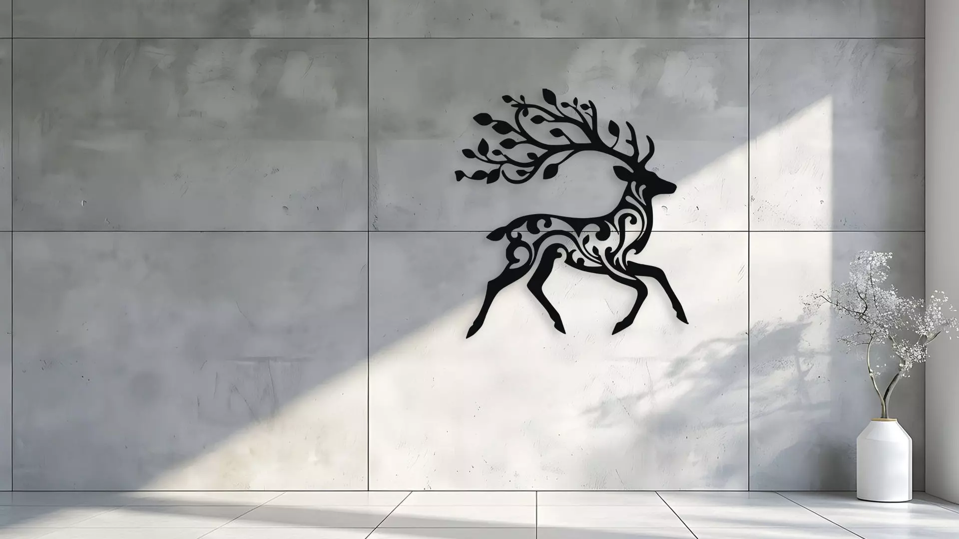 Deer Wall Art Decor Laser Cut 3D Print Ready 3D model_0