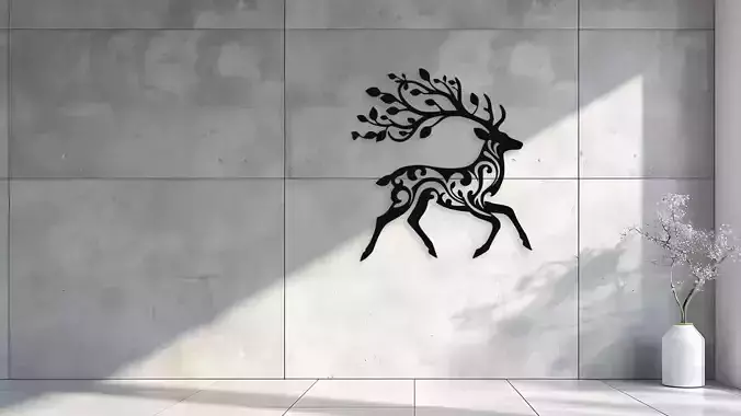 Deer Wall Art Decor Laser Cut 3D Print Ready