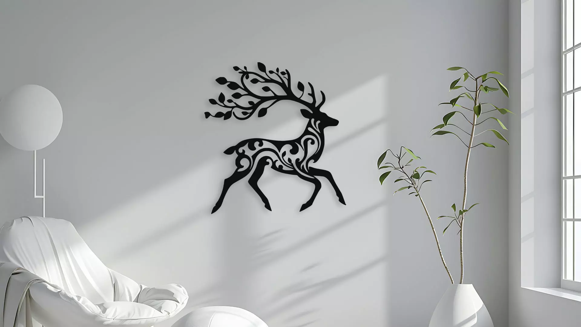 Deer Wall Art Decor Laser Cut 3D Print Ready 3D model_4