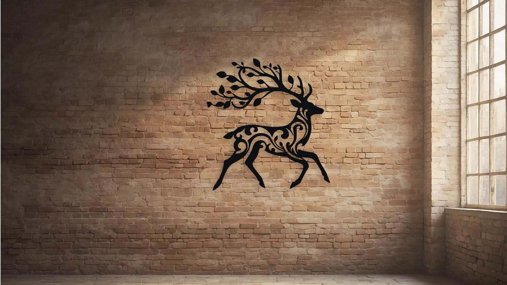 Deer Wall Art Decor Laser Cut 3D Print Ready 3D model_2