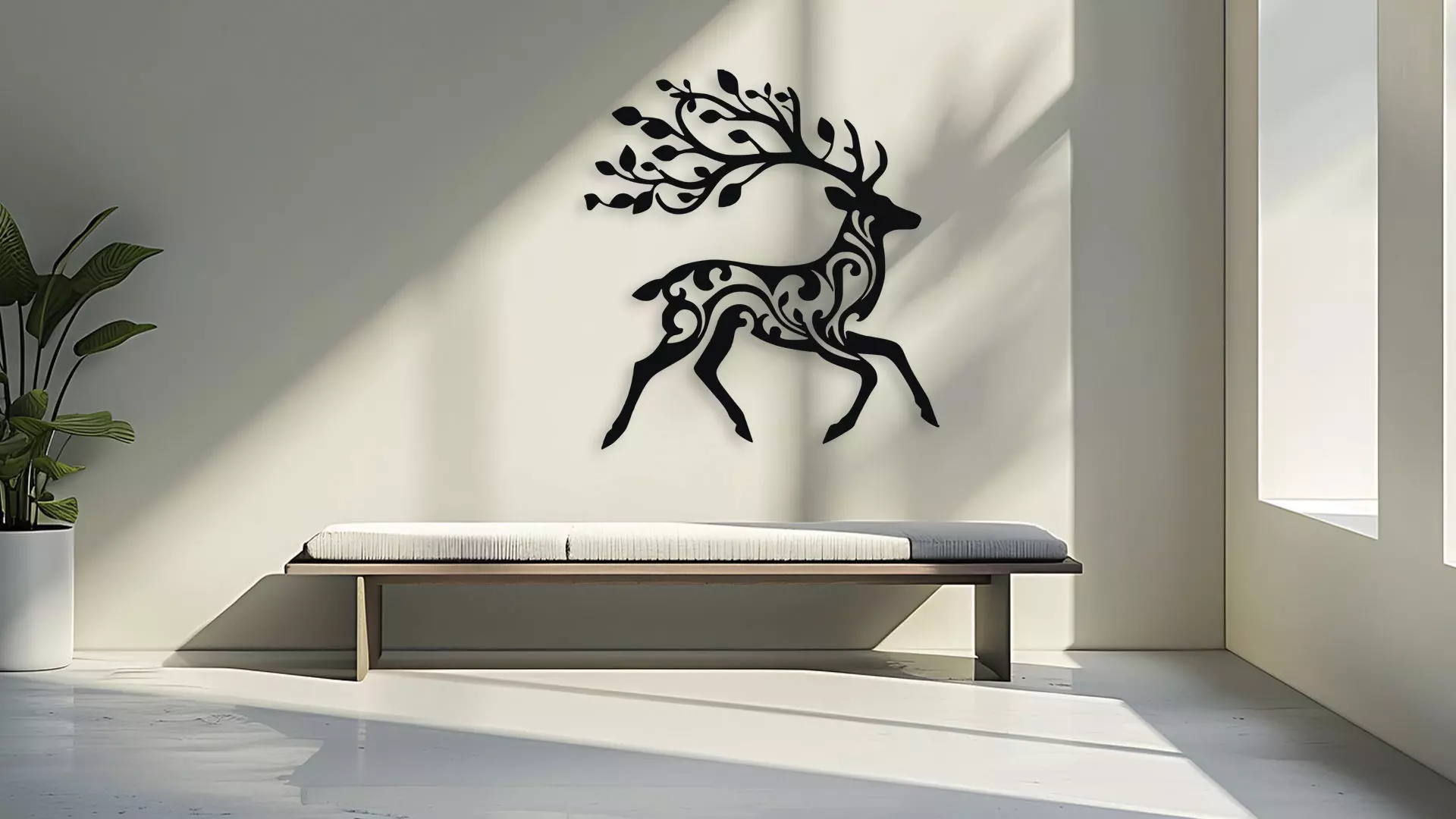 Deer Wall Art Decor Laser Cut 3D Print Ready 3D model_3