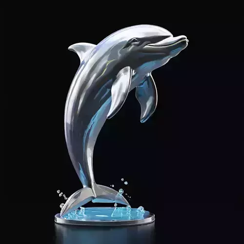 Realistic Silver Chrome Dolphin Figurine