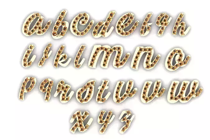 Bejeweled Script Alphabet Collection 3D print model