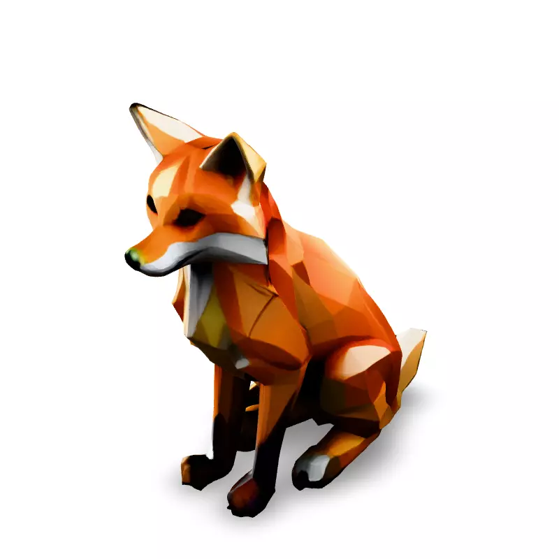 Low Poly Sitting Fox 3D Model Low-poly 3D model_1